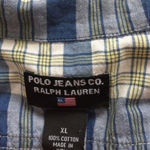 Polo Button Down Plaid Men's Short Sleeve - Picture 4 of 5